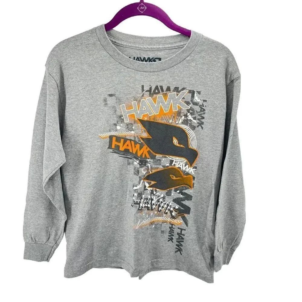 Tony Hawk Boys Crewneck t shirt Graphic Print Eagle Long Sleeve Gray Large